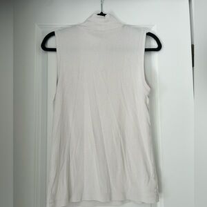 LOFT Cream Sleeveless Tank Top with High Neckline